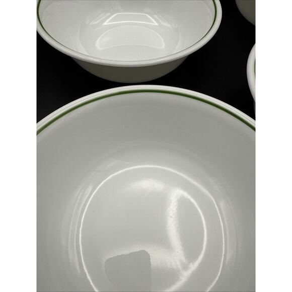 Corelle Soup Cereal BOWL Lot of 8 SINGLE GREEN BAND Nice EUC - Picture 2 of 7